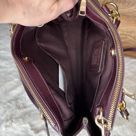 Coach Metallic Purple Cross Grain Mini Brooke Carryall Satchel-LIKE NEW - Picture 9 of 16